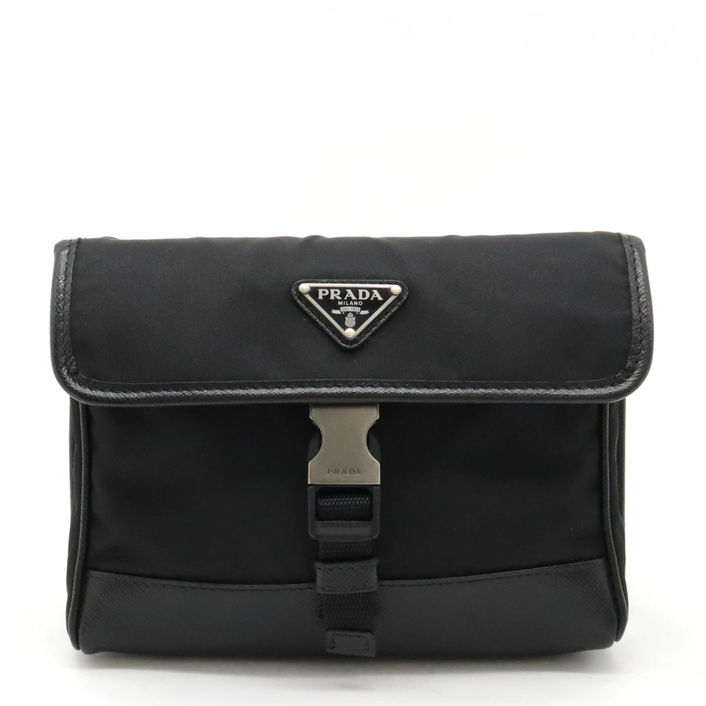 Prada Re Smartphone Case Shoulder Bag Saffiano Leather NERO Black